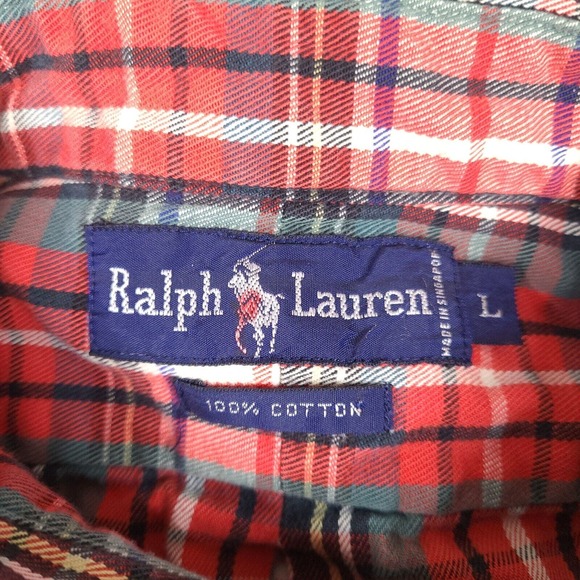 Vintage Ralph Lauren Shirt Mens Large Plaid Button Down Golf Embroidery Pocket‎ - Picture 5 of 16